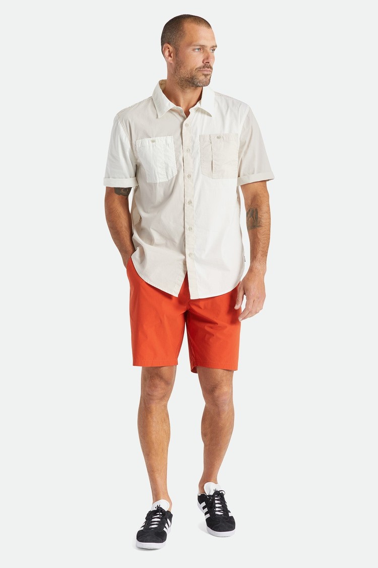 Brixton Charter X Woven Short Sleeve Shirt | Beige/Off White
