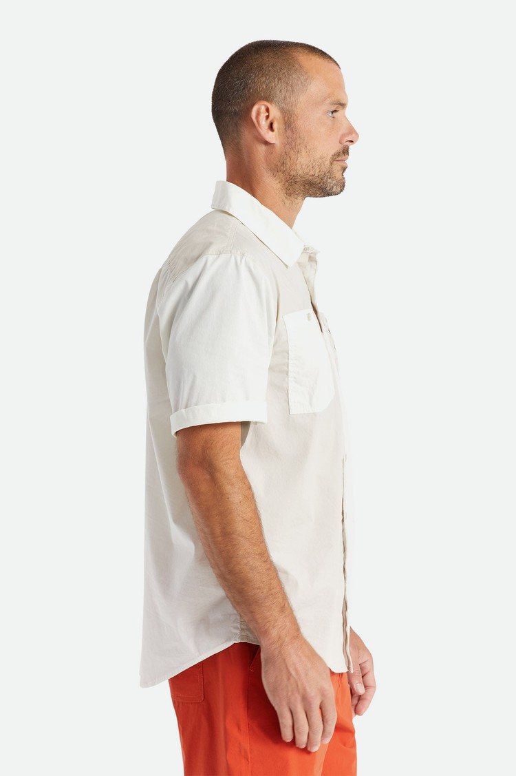 Brixton Charter X Woven Short Sleeve Shirt | Beige/Off White