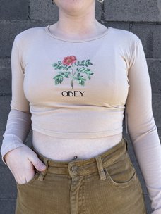 Obey CMYK Flower Cropped Mia Tee Long Sleeve | Irish Cream