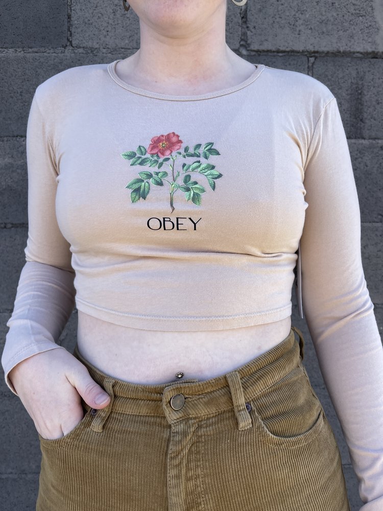 Obey CMYK Flower Cropped Mia Tee Long Sleeve | Irish Cream