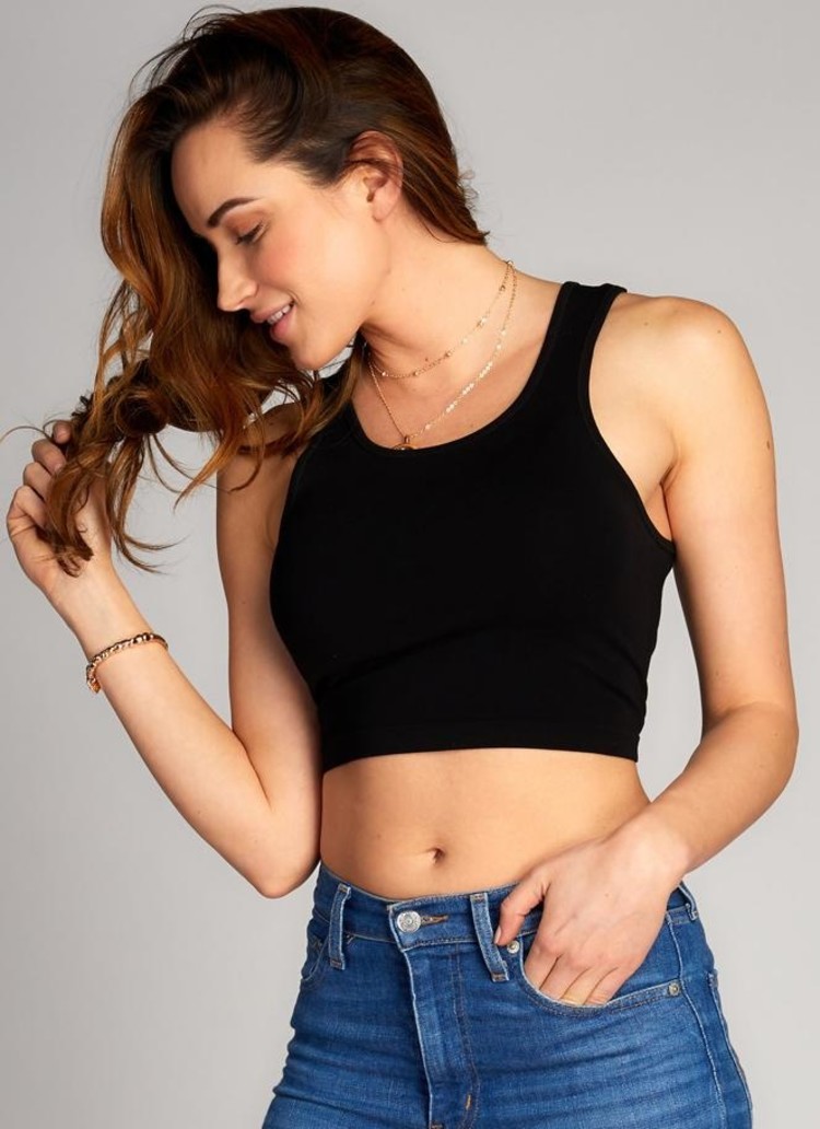 C'est Moi Bamboo Crop Tank | Black |  One Size