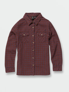 Volcom Girl's Getting Rad Plaid Long Sleeve Shirt | Midnight Blue