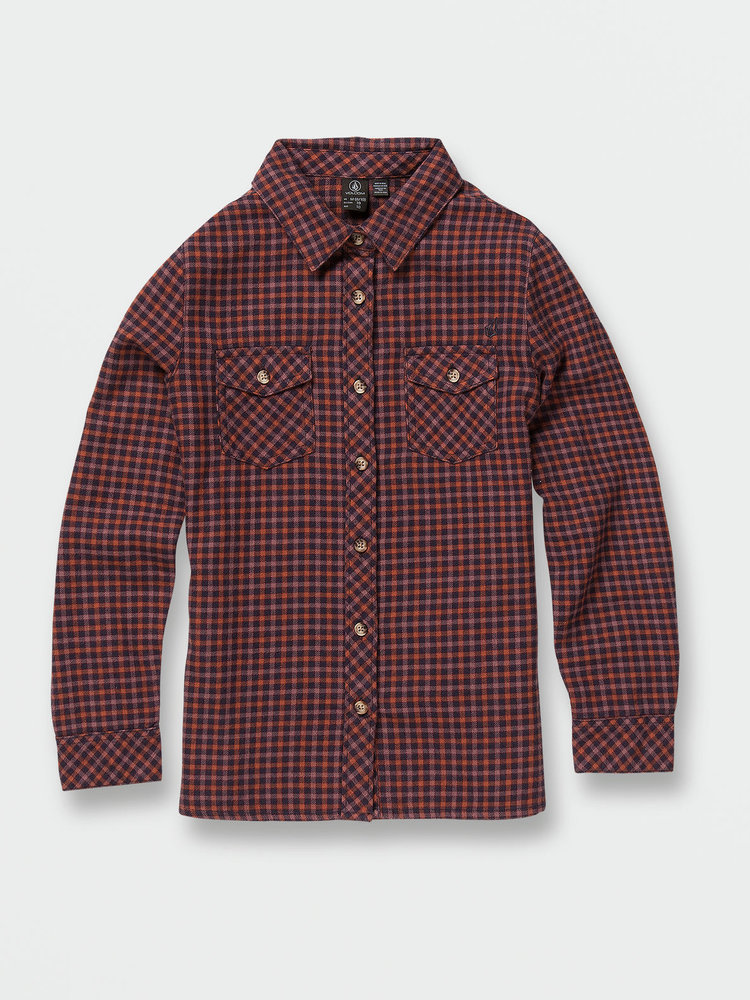 Volcom Girl's Getting Rad Plaid Long Sleeve Shirt | Midnight Blue