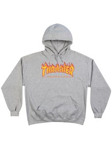 Thrasher Flame Logo Pullover Hoodie Jacket | Grey