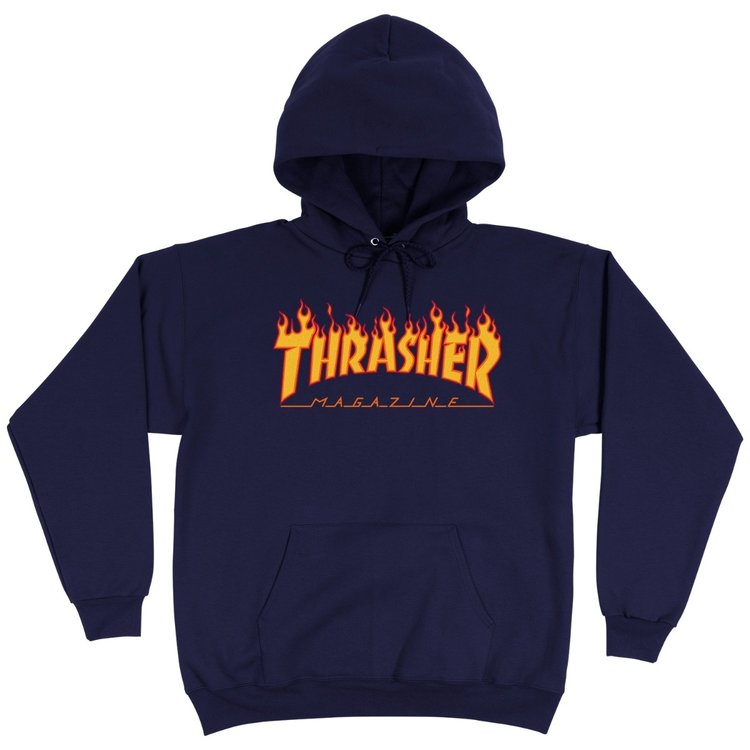 Thrasher Thrasher Flame Logo Pullover Hoodie Jacket | Navy