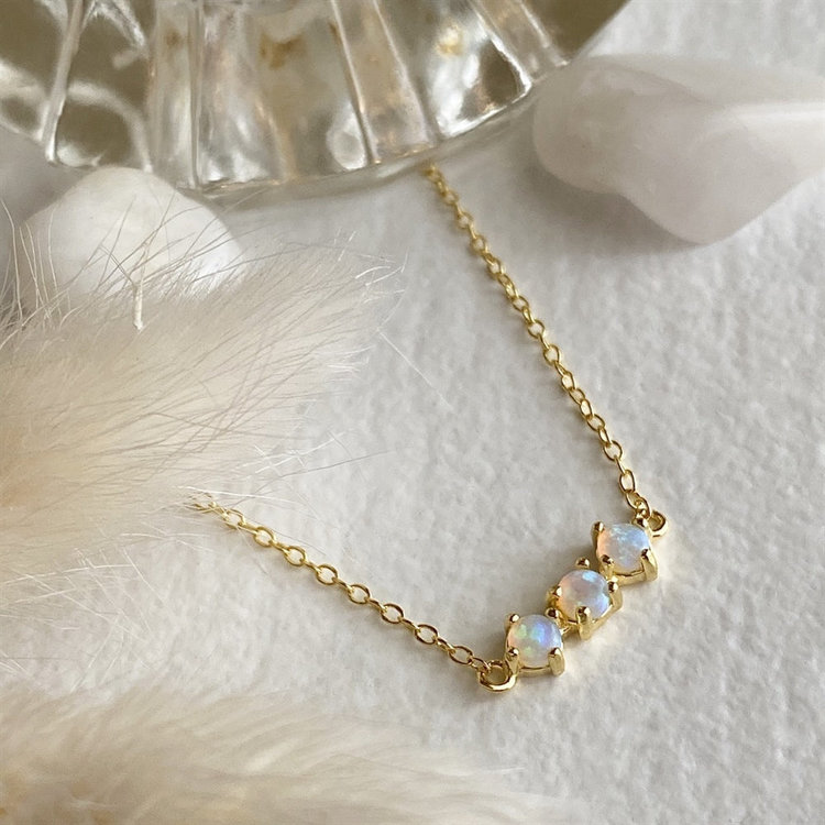 Pika & Bear Pika & Bear Three Sisters Triple Opal Pendant | Gold