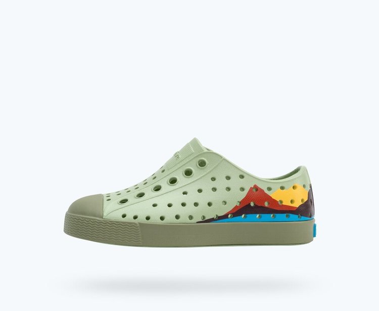 Native Native Jefferson Block Kids | Tea Green/ Loch Green/ Crater Mountain Block