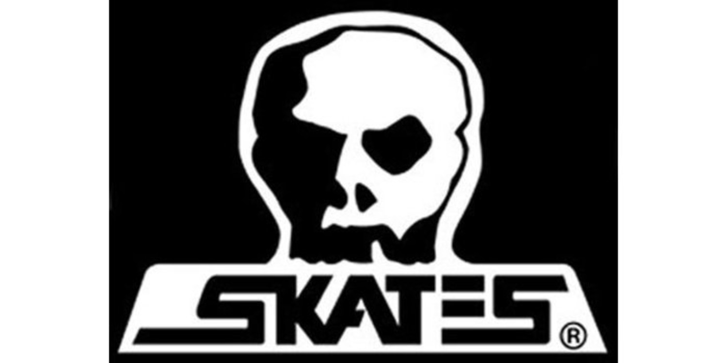 Skull Skates Skull Patch Logo Diecut Sticker - 2 inches | White/Black