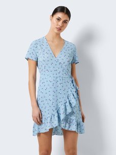 Noisy May Noisy May Clara Bianca Short Sleeves Wrap Dress | Cerulean