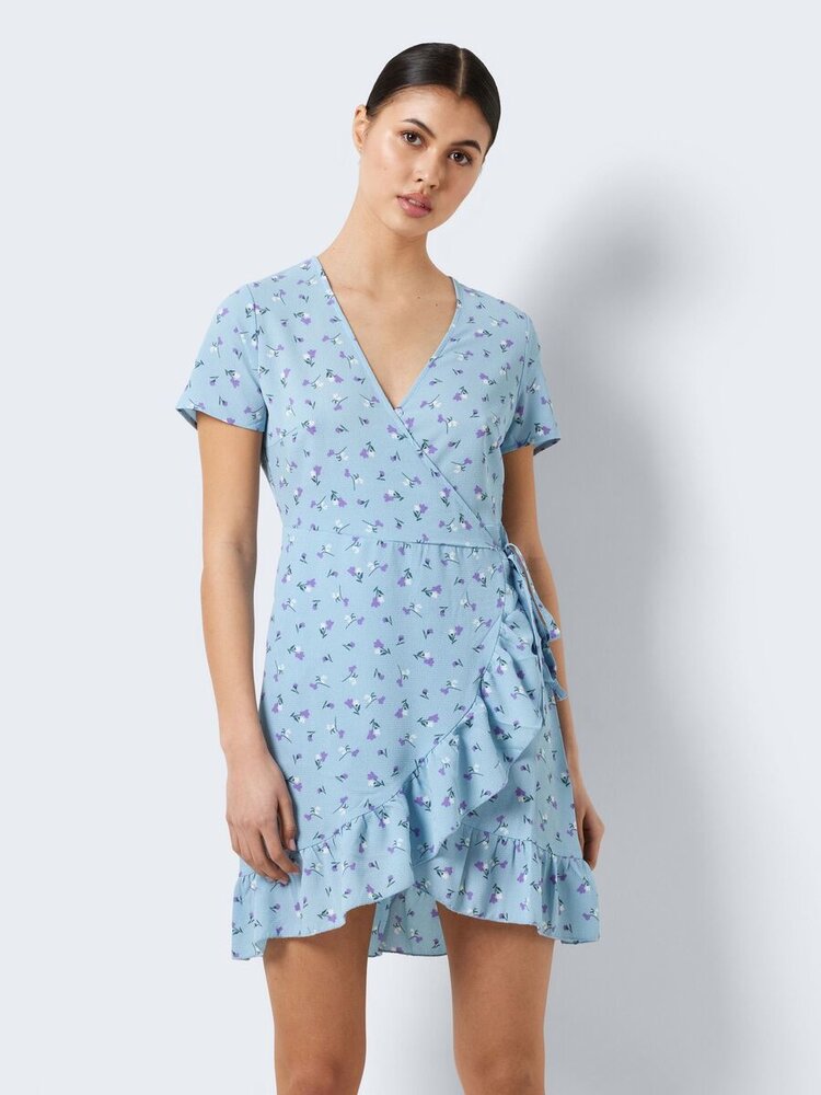 Noisy May Noisy May Clara Bianca Short Sleeves Wrap Dress | Cerulean