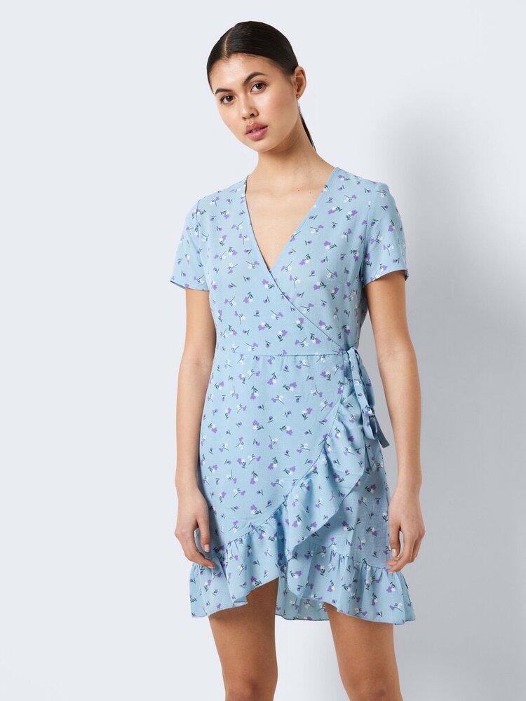 Noisy May Noisy May Clara Bianca Short Sleeves Wrap Dress | Cerulean