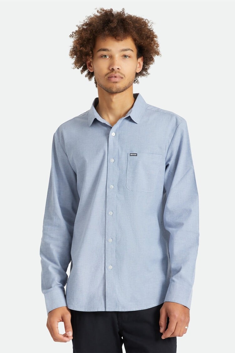 Brixton Charter Oxford Long Sleeve Woven | Light Blue Chambray