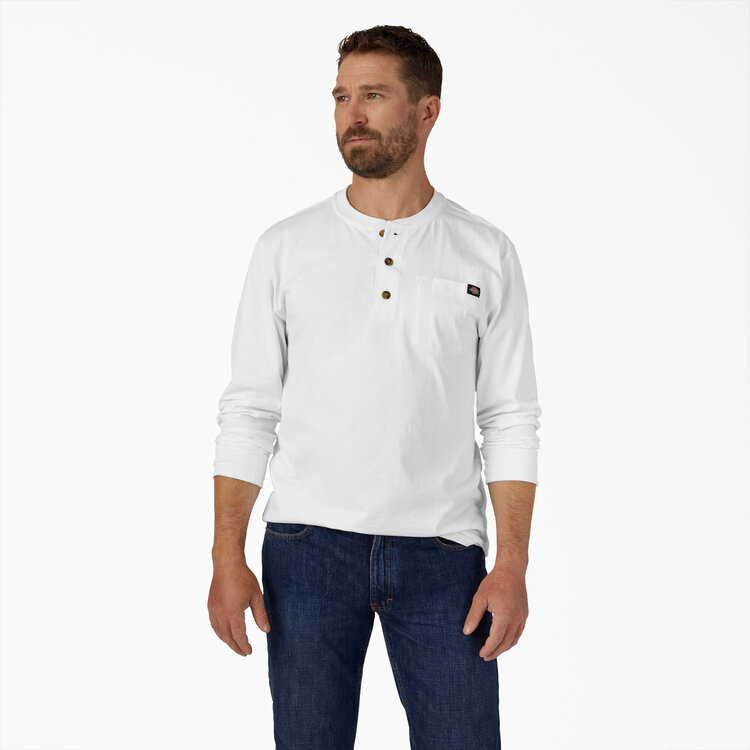 Dickies Dickies Heavyweight Long Sleeve Henley T-Shirt | White