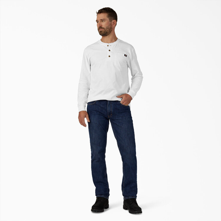 Dickies Dickies Heavyweight Long Sleeve Henley T-Shirt | White