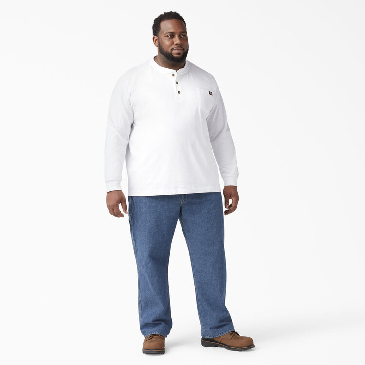 Dickies Dickies Heavyweight Long Sleeve Henley T-Shirt | White
