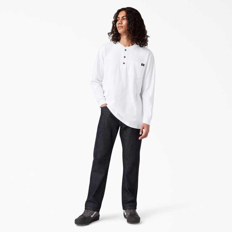 Dickies Dickies Heavyweight Long Sleeve Henley T-Shirt | White