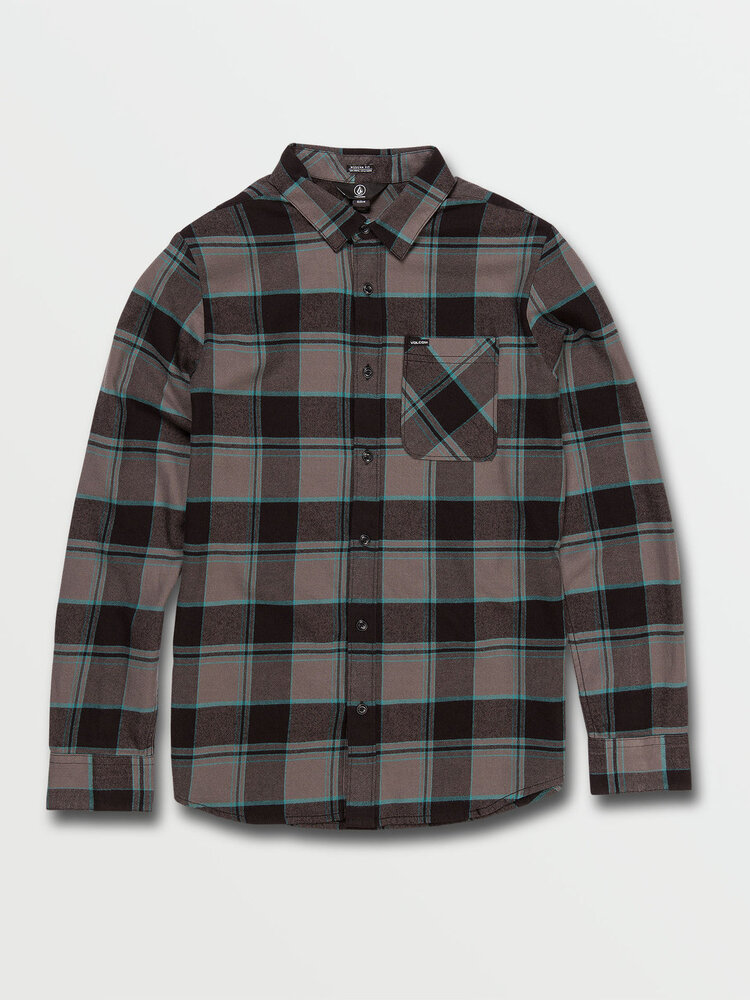 Volcom Volcom Big Boys' Caden Plaid Long Sleeve Flannel | Black