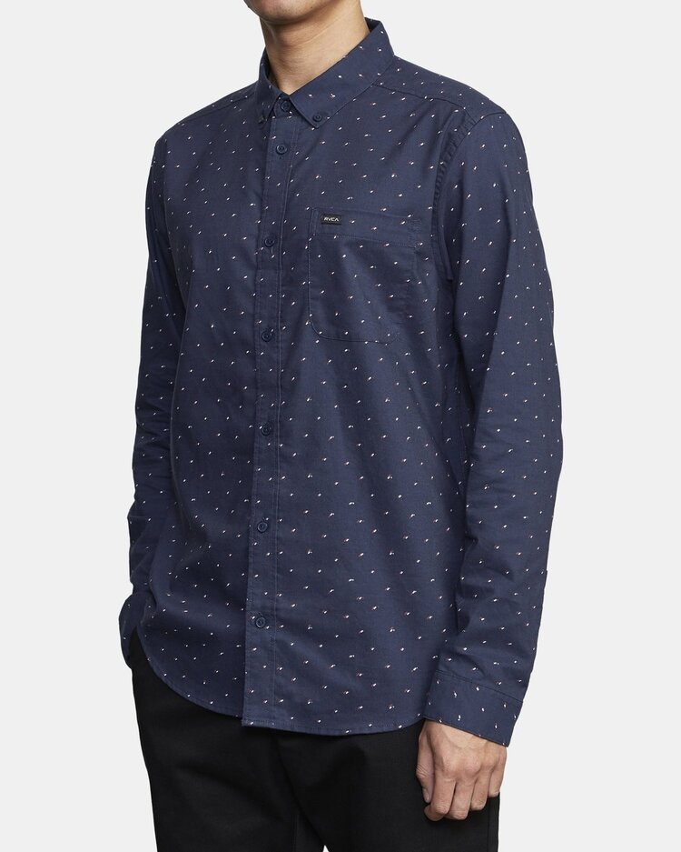 RVCA RVCA That'll Do Printed Long Sleeve Shirt | Navy Marine