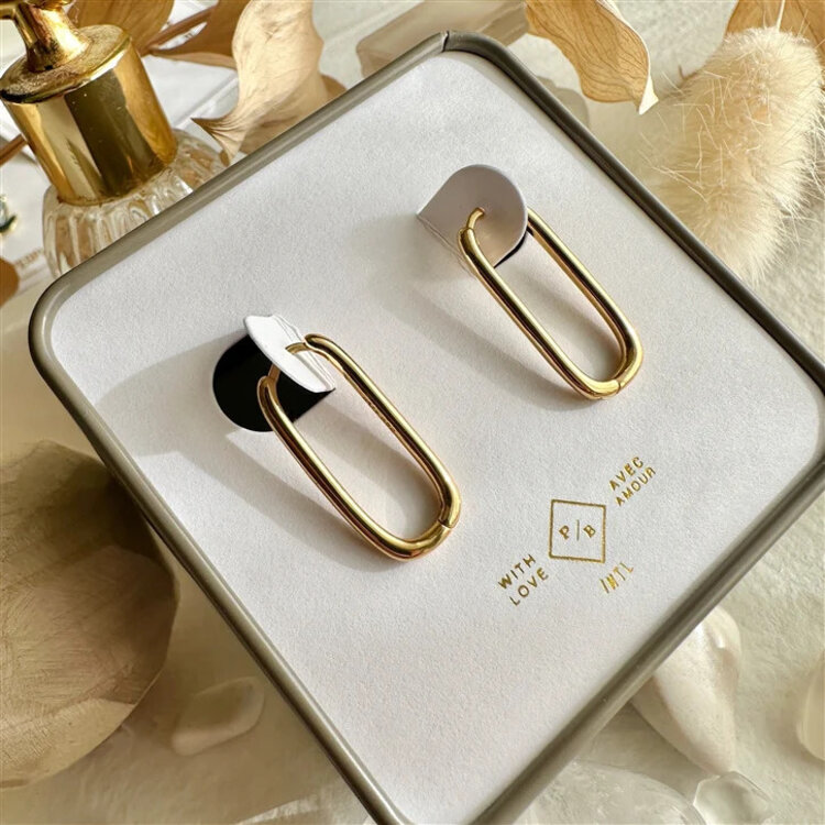 Pika & Bear VAALER Paperclip Style Hoops | Gold Vermeil