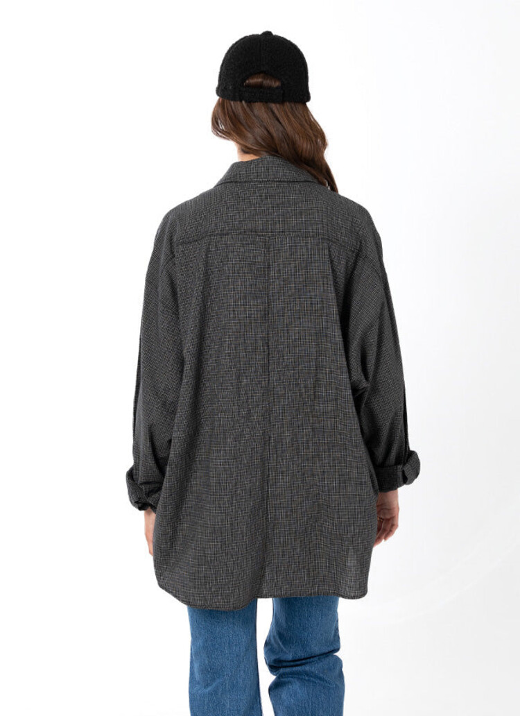 C'est Moi C'est Moi Check Pattern Oversized Blouse | Black | One Size