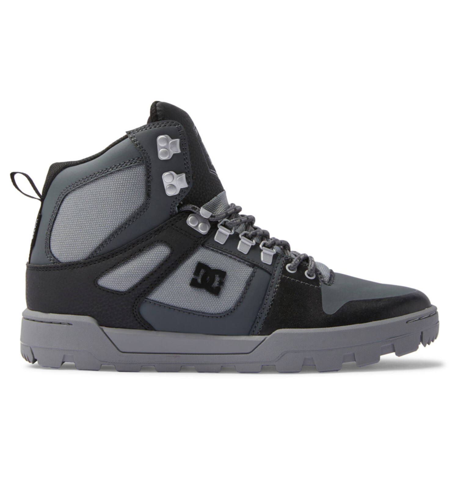 DC Men s Pure High Top Water Resistant Winter Boots Black Grey Black The Choice Shop