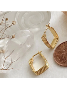 Pika & Bear Pika & Bear Tuscan 10Mm Textured Rectangle Hoop Earrings | Gold