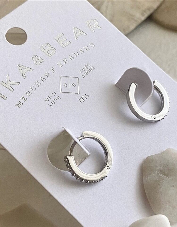 Pika & Bear Pika & Bear Wyst Rhinestone Encrusted Sleeper Hoop | Silver