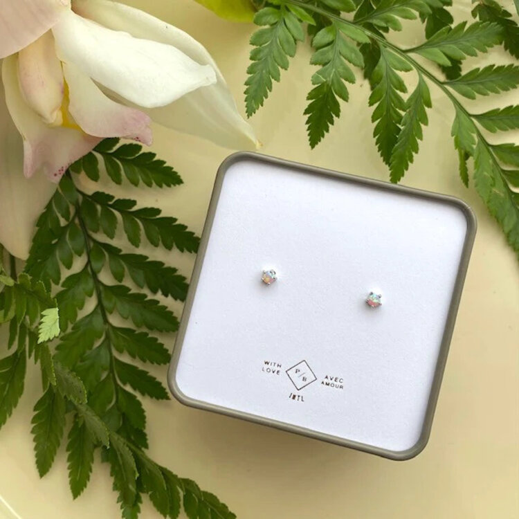 Pika & Bear Pika & Bear Tiny Dancer Fire Opal Stud Earrings | Silver