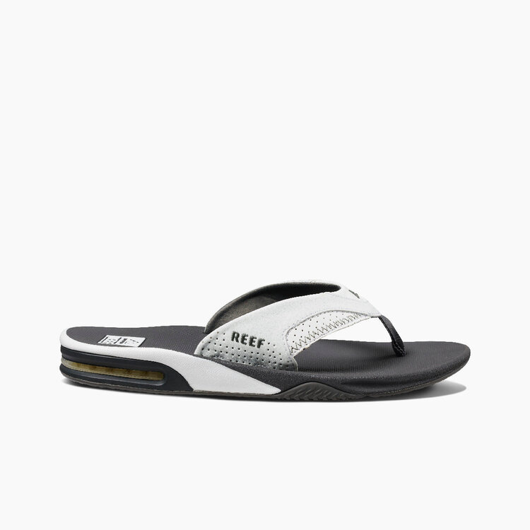 Reef Fanning Flip Flops with Bottle Opener | Grey/White