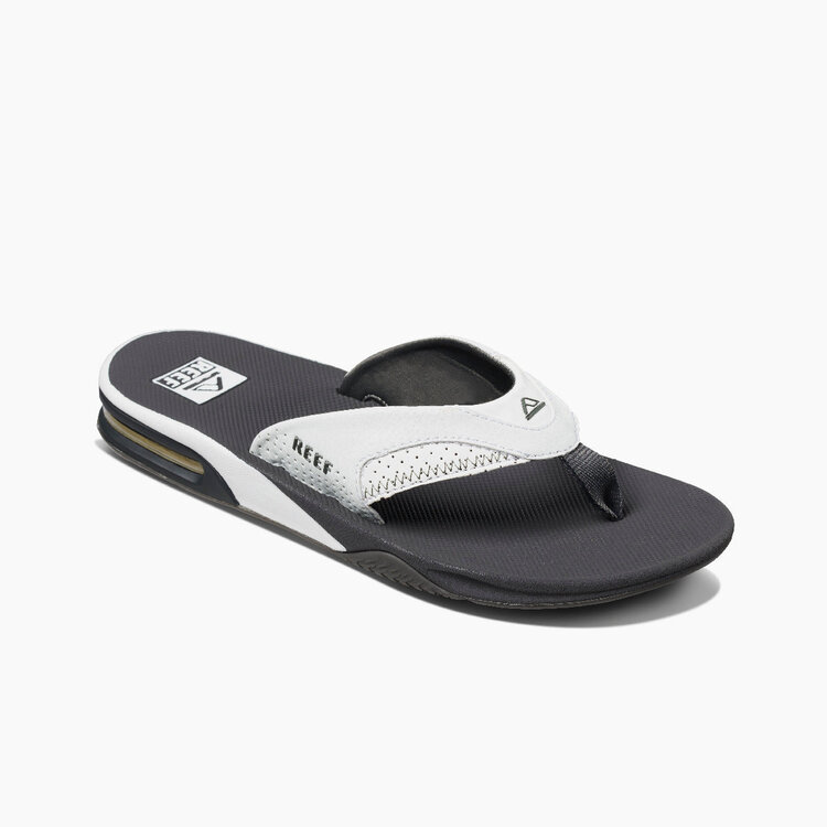 Reef Fanning Flip Flops with Bottle Opener | Grey/White