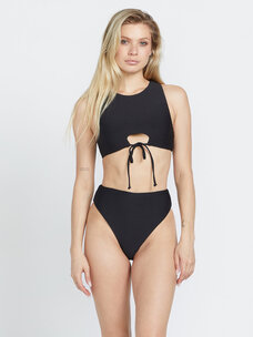 Volcom Simply Seamless High Waist Bikini Bottom | Black