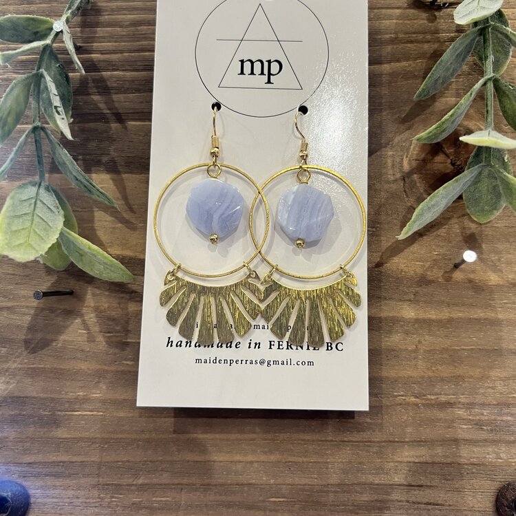 Maiden Perras Maiden Perras Blue Lace Agate Circle | Gold