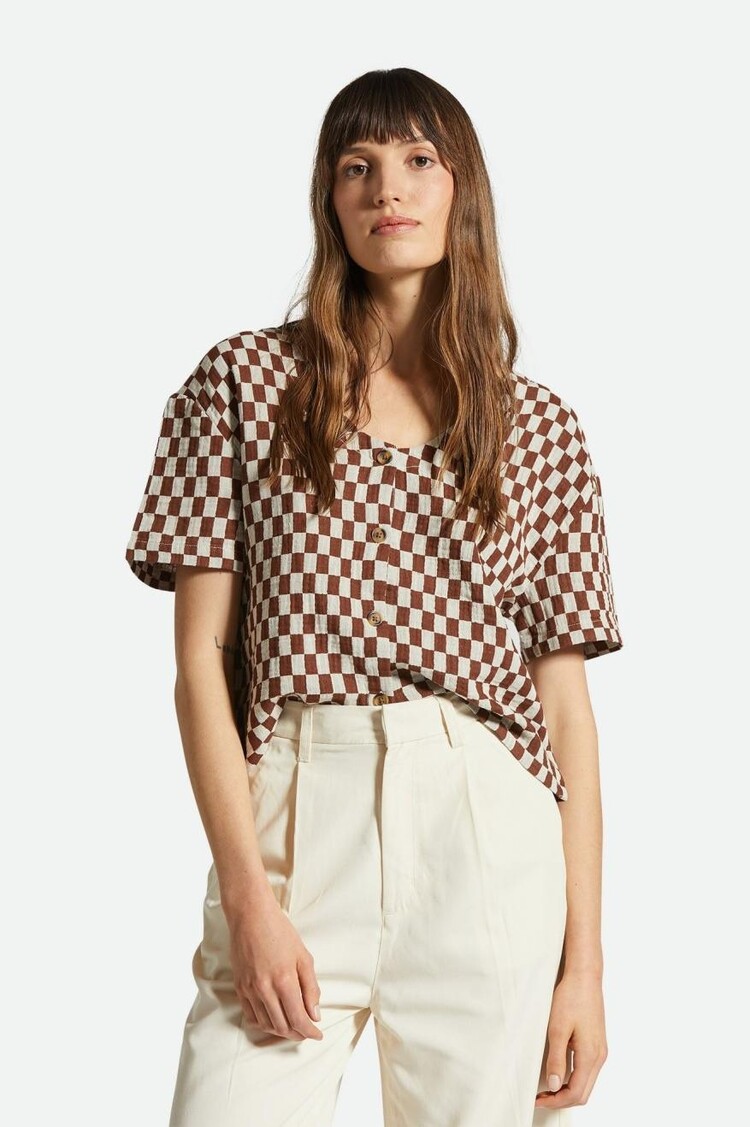 Brixton Brixton Mykonos Small Check Short Sleeve Woven | Sepia