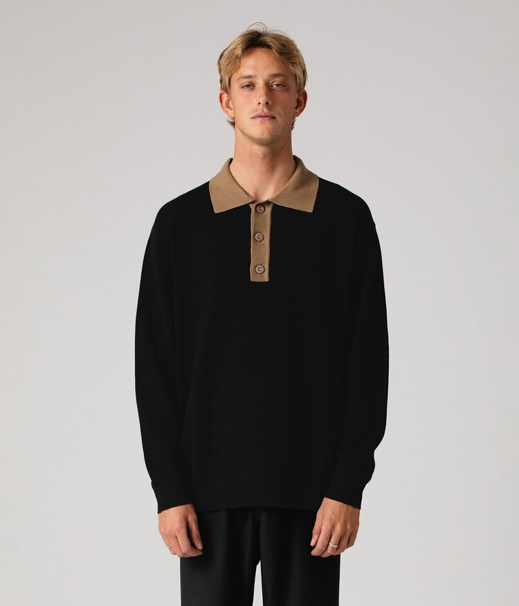 Former Former Expansion Knit Polo | Black Bronze