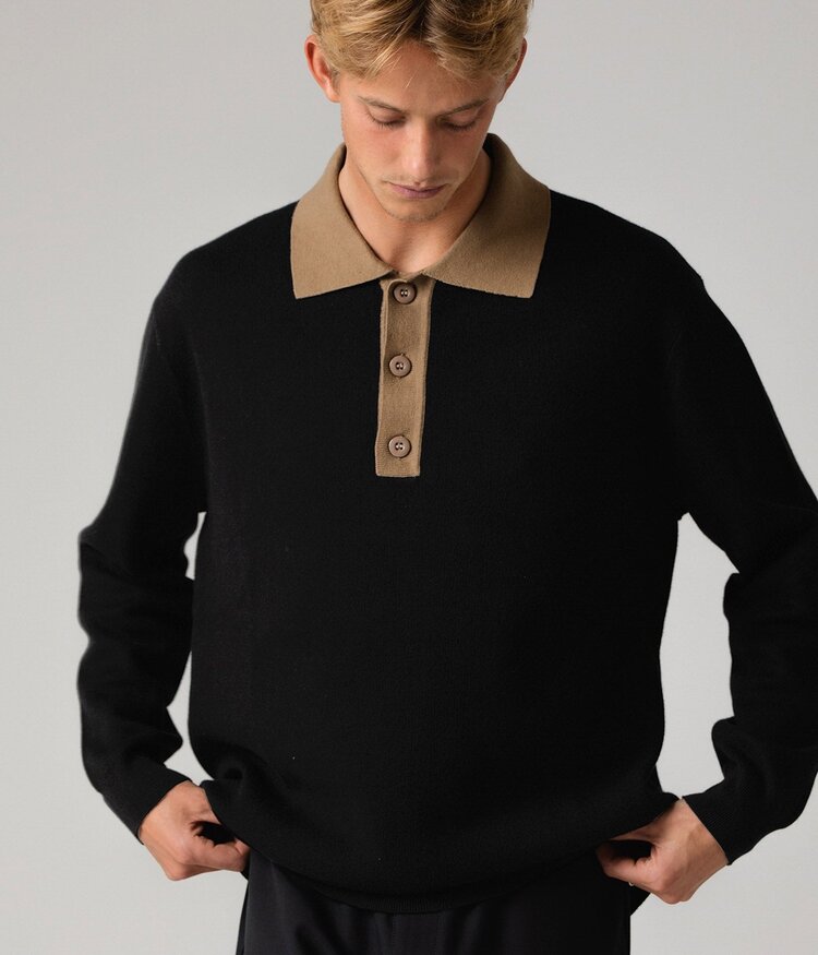 Former Former Expansion Knit Polo | Black Bronze