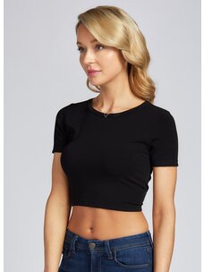 C'est Moi Bambo Short Sleeve Crop Top | Black | One Size