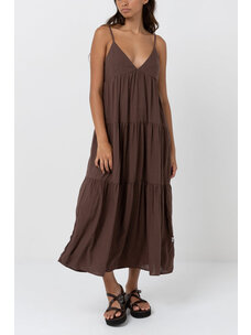 Rhythm Rhythm Classic Tiered Midi Dress | Chocolate