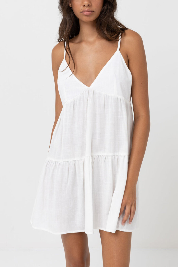 Rhythm Rhythm Classic Tiered Mini Dress | White