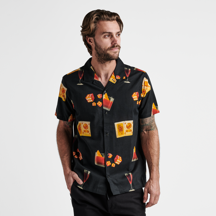 Roark Gonzo Short Sleeve Woven Collar Collar Shirt | Buon Giorno Black