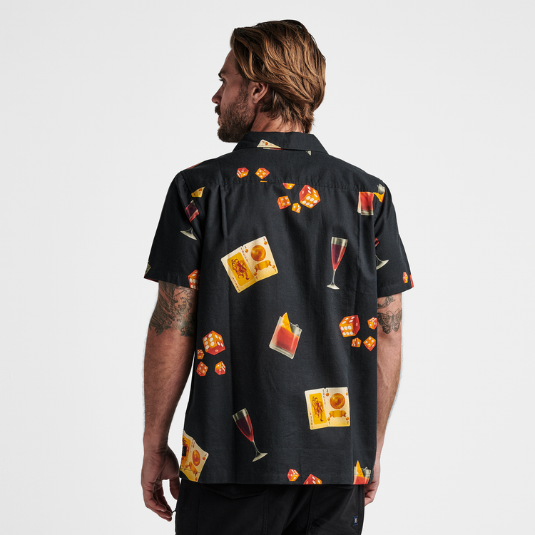 Roark Gonzo Short Sleeve Woven Collar Collar Shirt | Buon Giorno Black