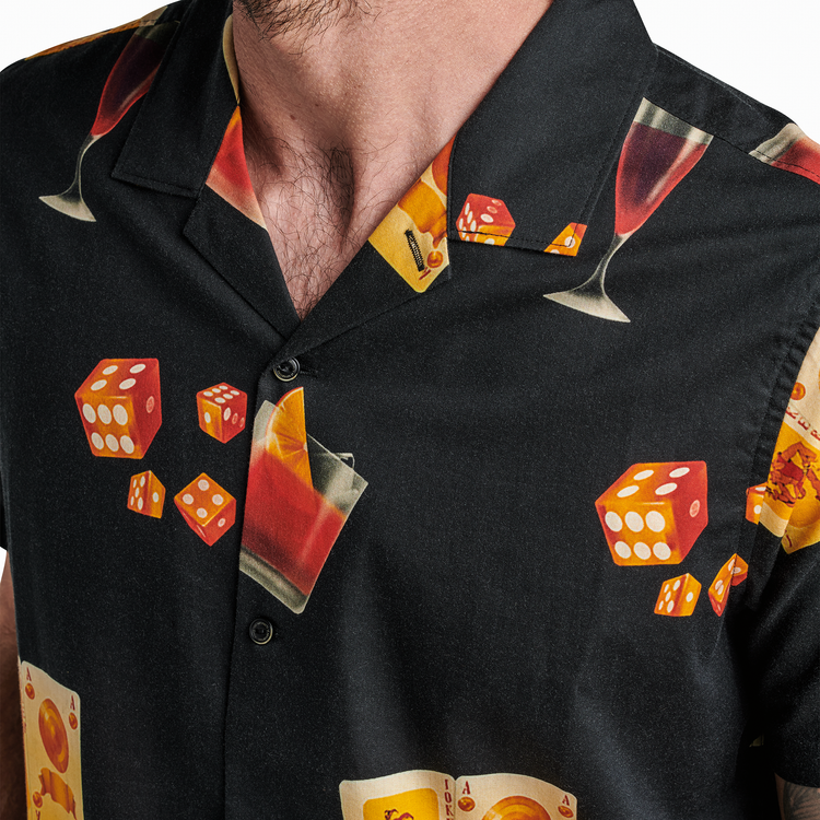 Roark Gonzo Short Sleeve Woven Collar Collar Shirt | Buon Giorno Black