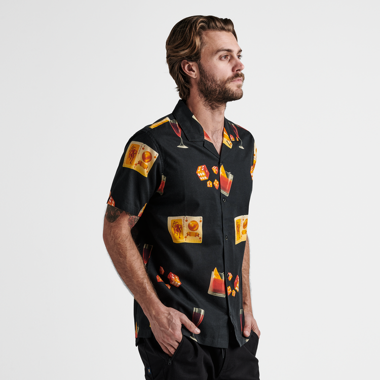 Roark Gonzo Short Sleeve Woven Collar Collar Shirt | Buon Giorno Black