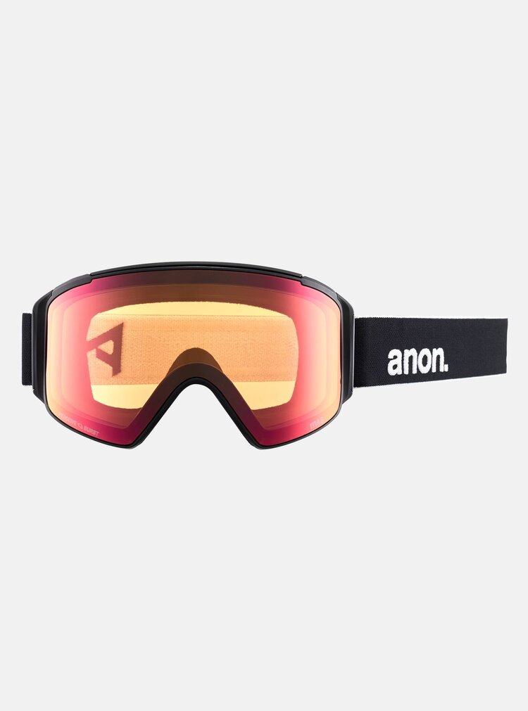 Anon M4S Cylindrical Goggles + Bonus Lens + MFI Face Mask | Black/Perceive Sunny Red + Perceive Cloudy Burst