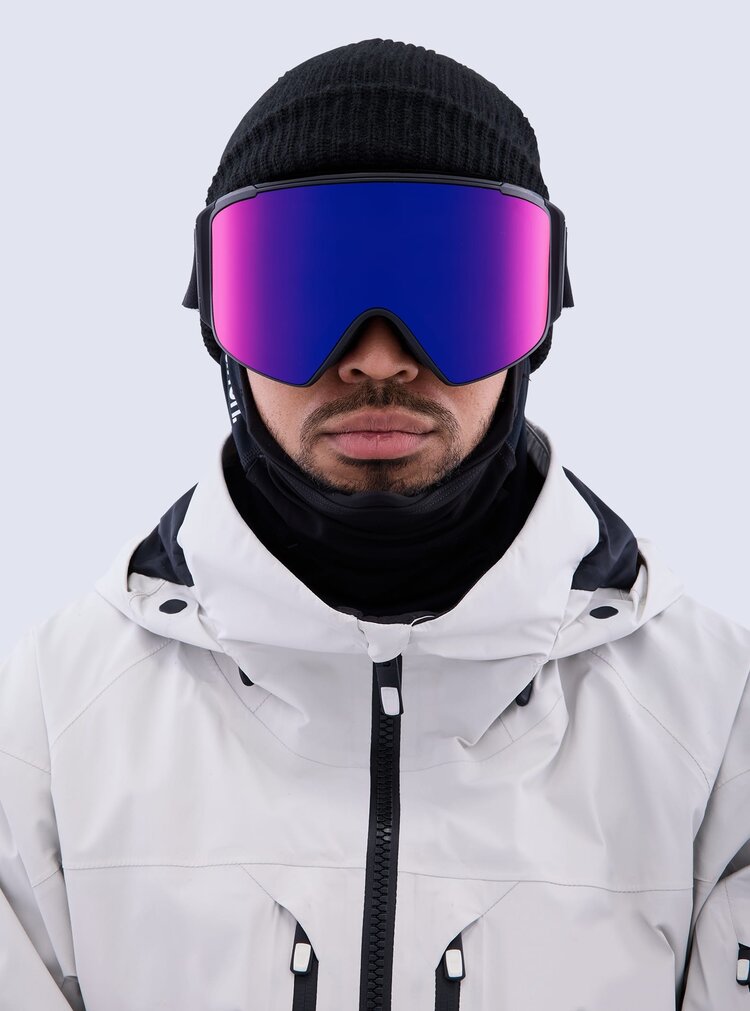 Anon M4S Cylindrical Goggles + Bonus Lens + MFI Face Mask | Black/Perceive Sunny Red + Perceive Cloudy Burst