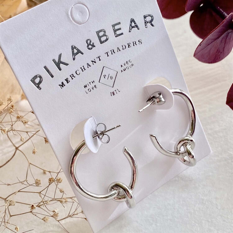 Pika & Bear Pika & Bear Anneke Knotted Hoop Earrings | Silver