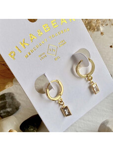 Pika & Bear Cheshire Baguette Gem Charm Hugger Hoop Earrings | Gold