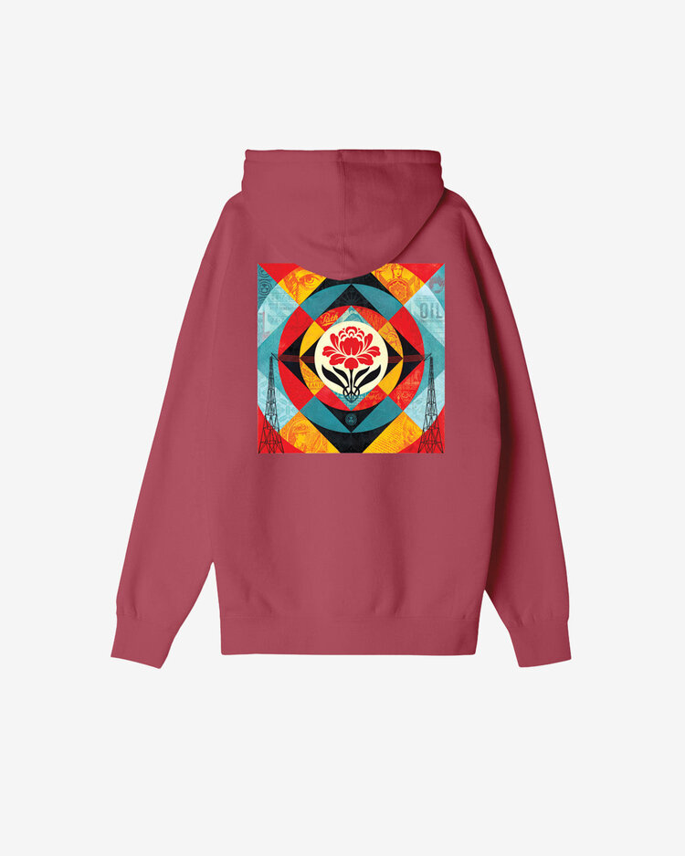 Obey Obey Geometric Power Canvas Fleece Hoodie | Mineral Red