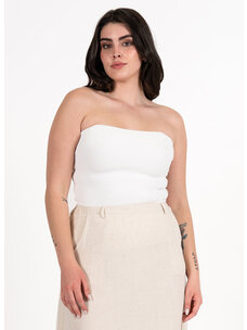 C'est Moi C'est Moi Ottoman Rib Tube Top | White