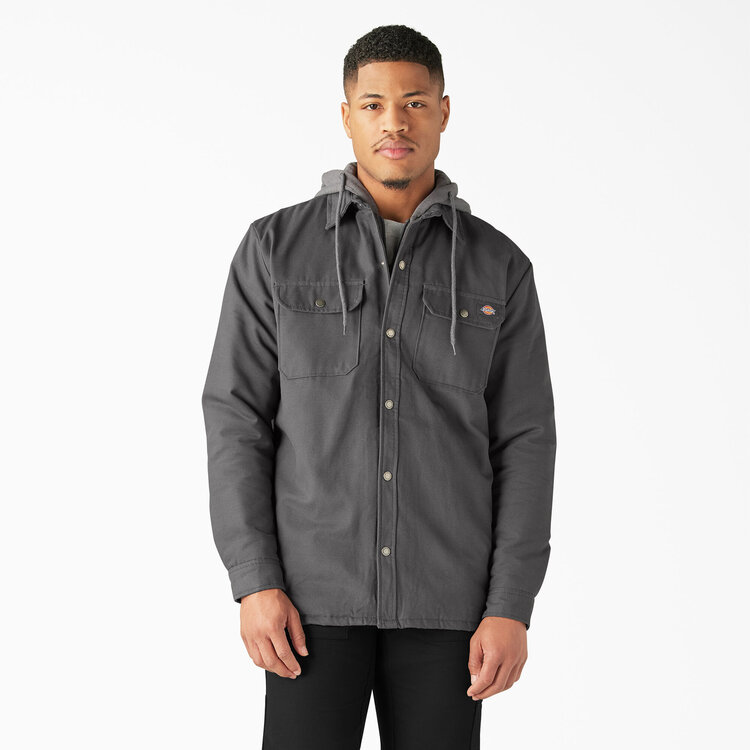 Dickies Dickies Water Repellent Duck Hooded Shirt Jacket | Slate Grey