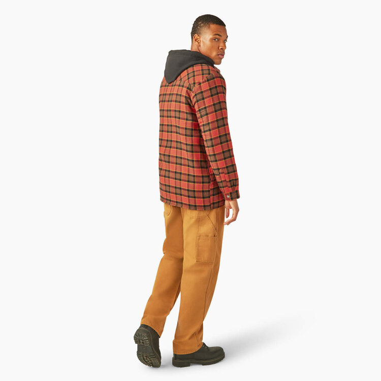 Dickies Dickies Mens Fleece Hooded Flannel Shirt | Gray